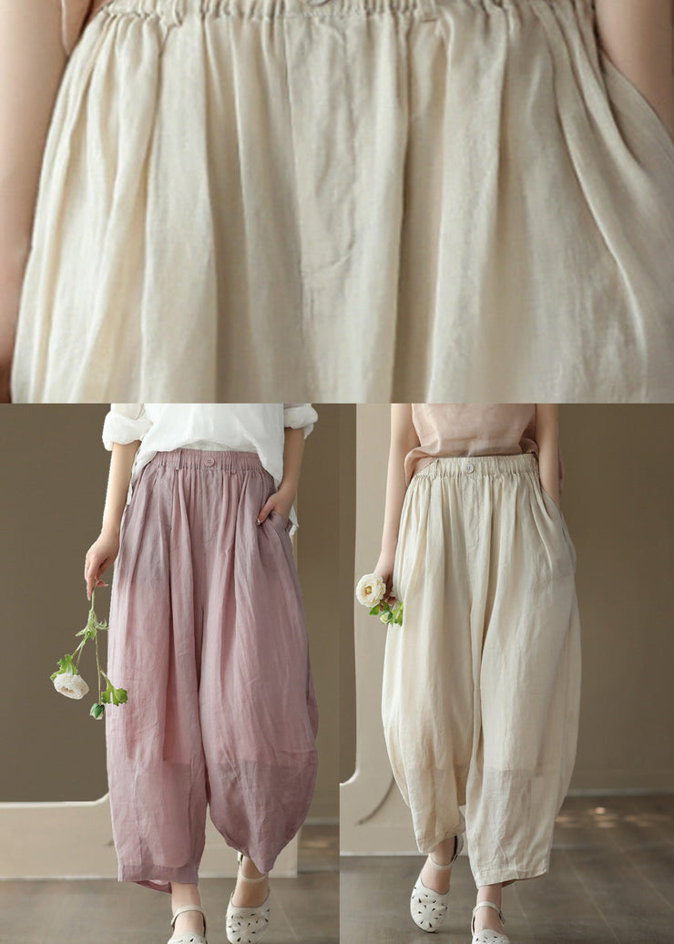 Linen Colour Pockets Cozy Ramie Lantern Layered Pants