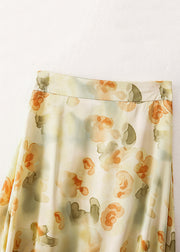Loose Apricot Print High Waist Cotton Skirts Summer