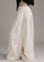 Loose Beige Zippered High Waist Cotton Wide Leg Pants Spring