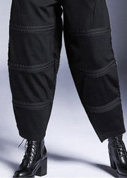 Loose Black Elastic Waist Warm Fleece Harem Pants Winter