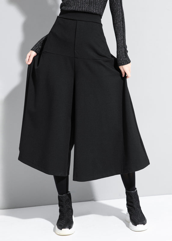 Loose Black High Waist Crop Pants Skirt Spring