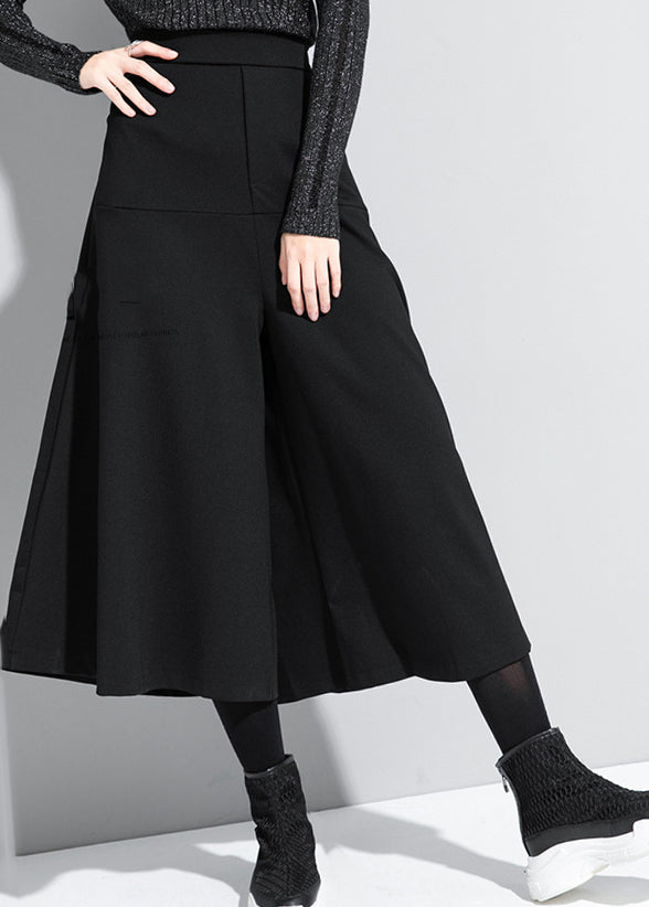 Loose Black High Waist Crop Pants Skirt Spring