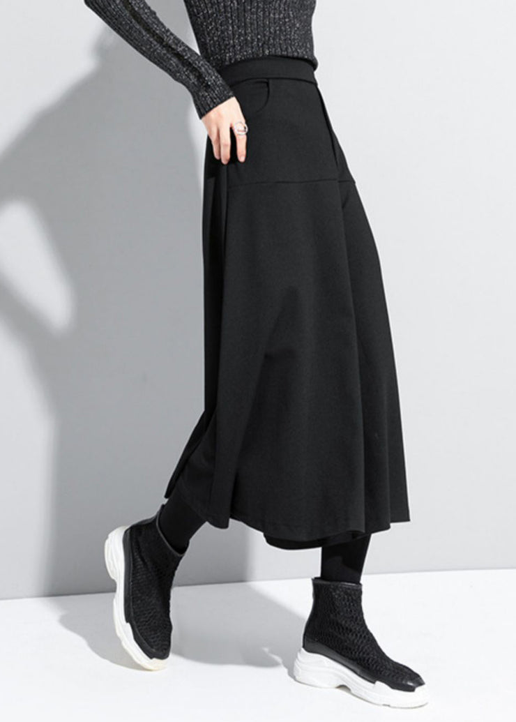 Loose Black High Waist Crop Pants Skirt Spring