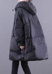 Loose Black Hooded Pockets Drawstring Duck Down Canada Goose Jacket Winter