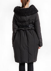 Loose Black Pockets Teddy Faux Fur Patchwork Duck Down Down Coat Winter