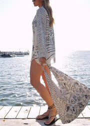 Loose Black Print Lace Up Shirts And Shorts Silk Two Pieces Set Spring