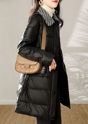 Loose Black Zip Up Tie Waist Patchwork Cotton Filled Coat Winter