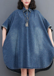 Loose Blue-love Button Side Open Maxi Denim Dress Summer