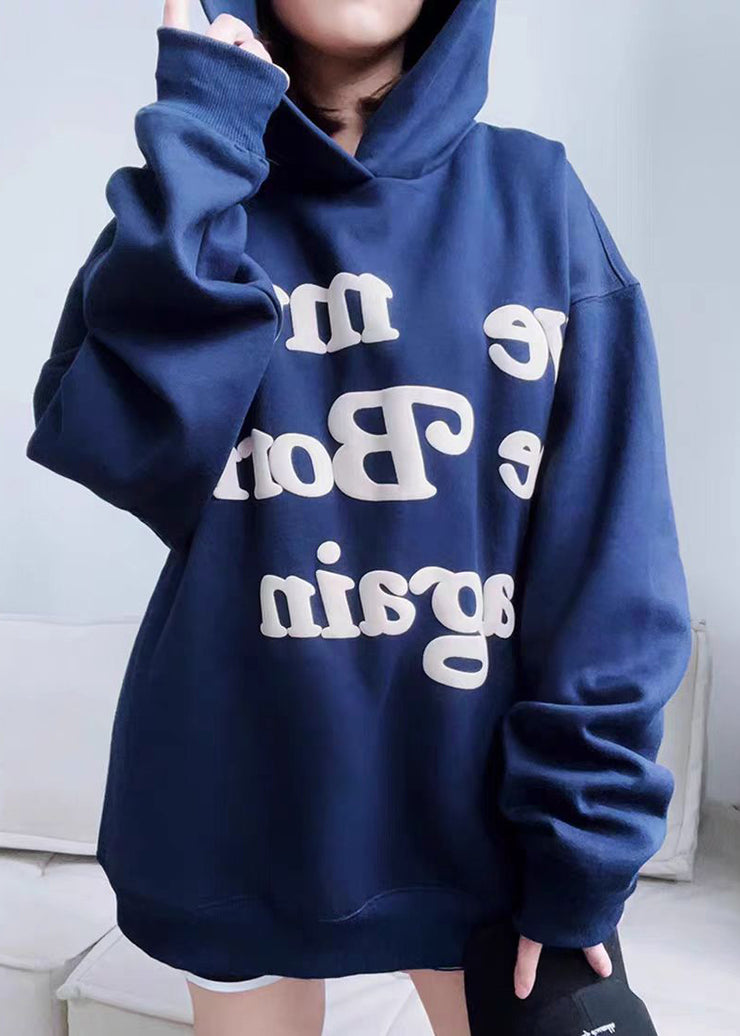 Loose Brown Hooded Letter Cotton Mens Sweatshirt Spring