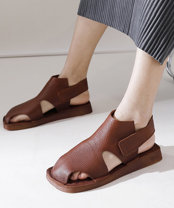 Loose Brown Splicing Hollow Out Platform Water Sandals