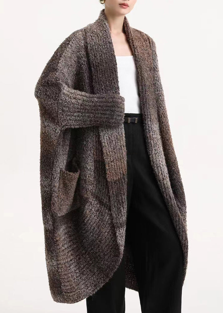 Loose Coffee Pockets Cozy Wool Cardigan Batwing Sleeve