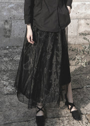 Loose Coffee Ruffled Elastic Waist Tulle Skirt Spring