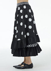 Loose Dot Ruffled Patchwork Elastic Waist Cotton Skirts Summer