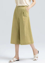 Loose Ginger Zippered Pockets Button Cotton Wide Leg Pants Summer