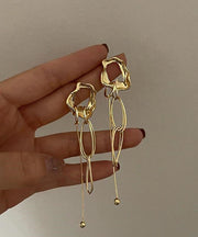 Loose Gold Metal Alloy Tassel Drop Earrings