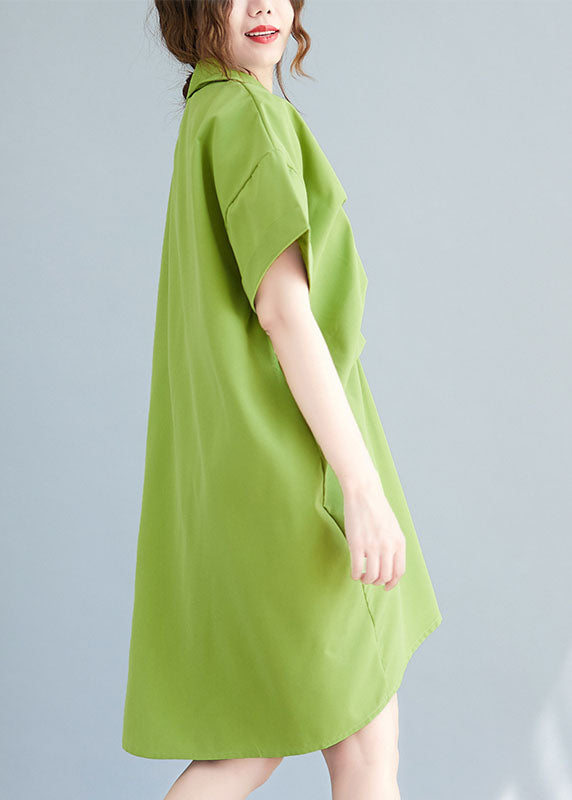 Loose Green Asymmetrical Design Cotton Maxi Dresses Summer