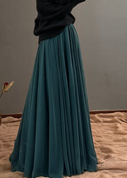 Loose Green High Waist Draping Chiffon Maxi Skirt