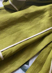 Loose Green Peter Pan Collar Pockets Linen Thin Coat Spring Summer