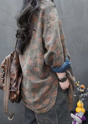 Loose Green Peter Pan Collar Tie Dye Pockets Coats Long Sleeve