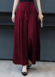 Loose Green Pockets High Waist Tie Waist Maxi Pants Fall