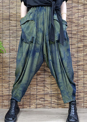 Loose Green Print Crop Harem Pants Summer