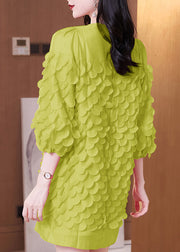 Loose Green Puff Sleeve Three Dimensional Petal Dress Bracelet Sleeve