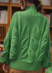 Loose Green Turtleneck Original Design Knit Sweaters Spring