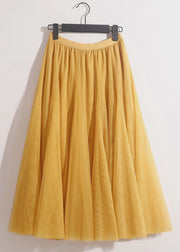 Loose Grey Solid Elastic Waist Tulle Skirts Summer