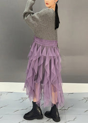 Loose Grey V Neck Tulle Patchwork Knit Cardigan Dress Spring