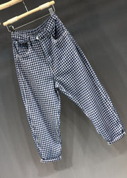 Loose High Waist Striped Patchwork Harem Jeans Fall