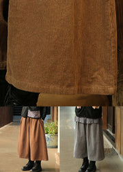 Loose Khaki Elastic Waist Corduroy Wide Leg Pants Fall