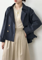 Loose Khaki Peter Pan Collar Patchwork Button Trench Coats Sprin