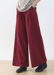 Loose Mulberry Button Pockets Linen Wide Leg Pants Winter