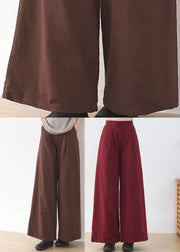 Loose Mulberry Button Pockets Linen Wide Leg Pants Winter