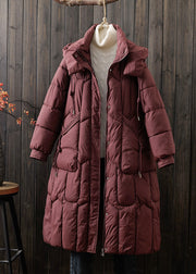 Loose Mulberry Hooded Pockets Fine Cotton Filled Coat Winter