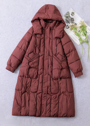 Loose Mulberry Hooded Pockets Fine Cotton Filled Coat Winter