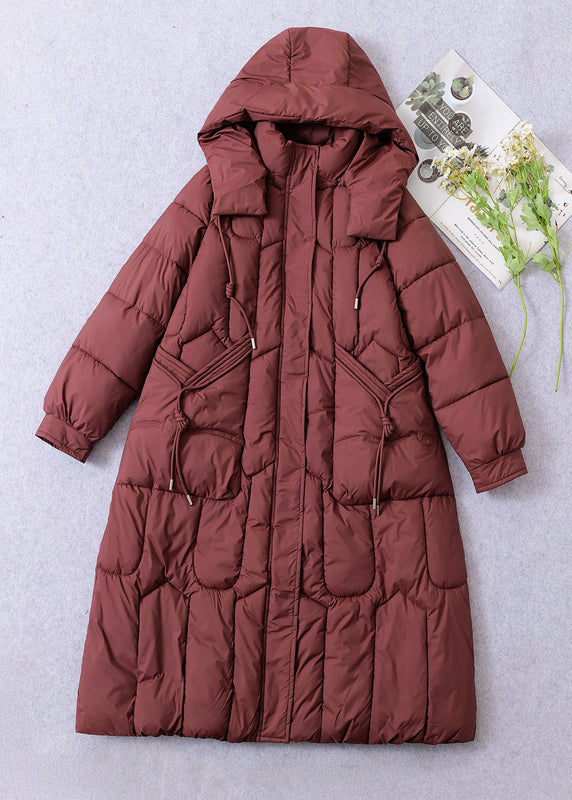 Loose Mulberry Hooded Pockets Fine Cotton Filled Coat Winter