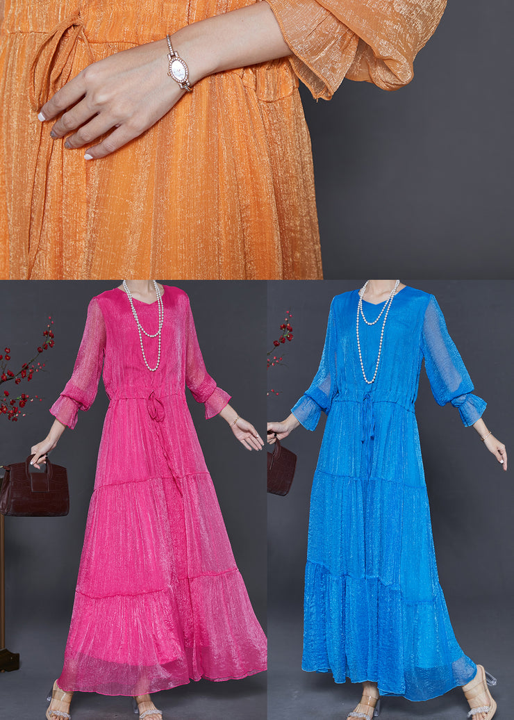 Loose Orange Cinched Chiffon Party Dress Spring