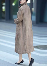 Loose Photo Color Button Pockets Cotton Long Trench Coats Spring