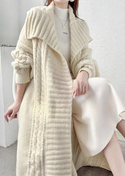 Loose Pink Pockets Hollow Out Wool Loose Cardigan Winter