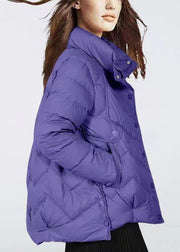 Loose Purple Zippered Pockets Patchwork Duck Down Coats Winter