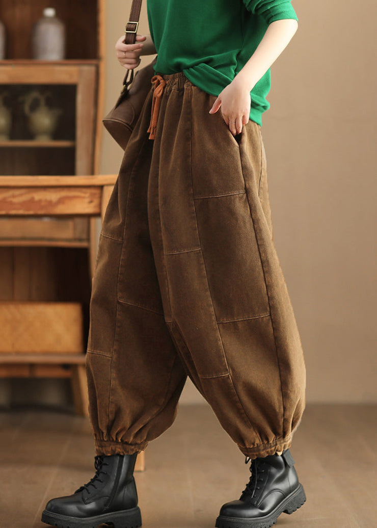 Loose Red Pockets High Waist Fleece Pants Pants Spring