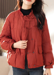 Loose Red Ruffled Tasseled Patchwork Fine Cotton Filled Jackets Winter