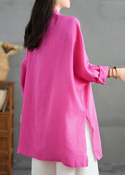 Loose Rose Oriental Button Cotton Shirts Top Spring