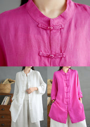 Loose Rose Oriental Button Cotton Shirts Top Spring