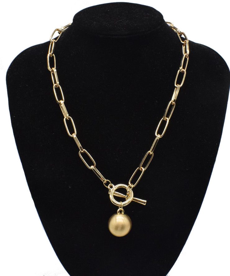 Loose Silk Metal Ball Pendant Necklace