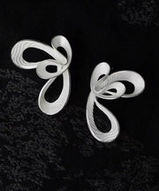 Loose Silk Sterling Silver Double Cloud Stud Earrings