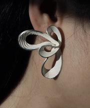 Loose Silk Sterling Silver Double Cloud Stud Earrings