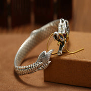 Loose Silk Sterling Silver Dragon At Your Door Cuff