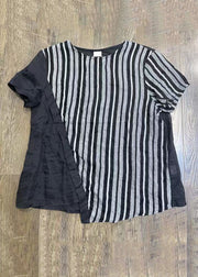 Loose Striped O-Neck Patchwork Cotton T Shirts Summer
